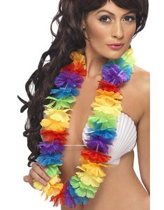 Hawaiikrans i Regnbuens Farver med Store Flotte Blomster