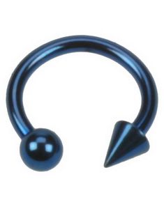 Rund med Bold & Spike - 1.2 x 8 mm Blå Øjenbrynspiercing