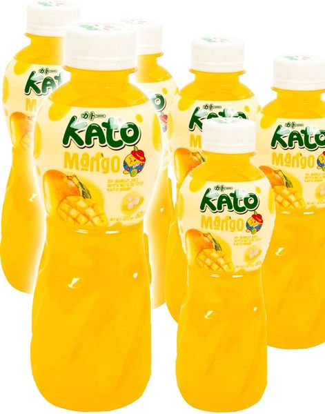 6 stk Kato Fruit Juice Nata De Coco Mango - Juice med Mangosmag og Kokosgeléstykker - Hel Pakke 6x320 ml (Thailand)