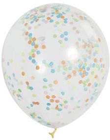 6 stk 30 cm Gennemsigtige Balloner med Flerfarvet Konfetti