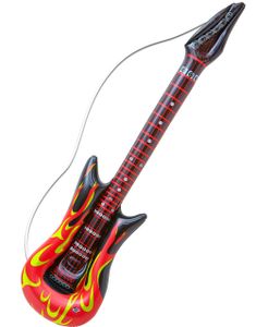 Oppustelig Rockstjerne Guitar med Flammer - 105 cm