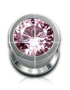 Piercing Plug med Indrammet Rosa Sten