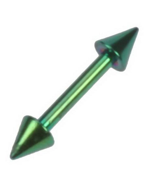Lige Grøn Øjenbrynspiercing med Spikes - 1,2 x 8 mm
