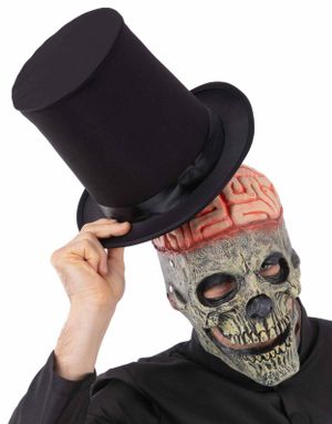 Heldekkende Latex Skelet/Zombiemaske med Eksponeret Hjerne og Bevægelig Kæbe