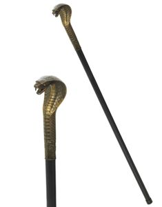 Guldfarvet Slange Septer / Stok - 93 cm kostumetilbehør