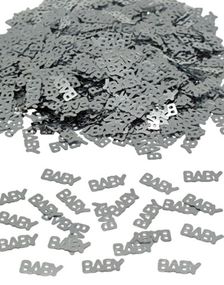 Sølvfarvet Baby Bordkonfetti