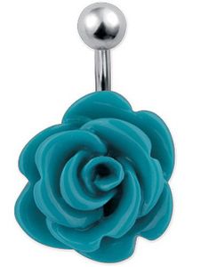 Navlepiercing med Udformet Blå Rose