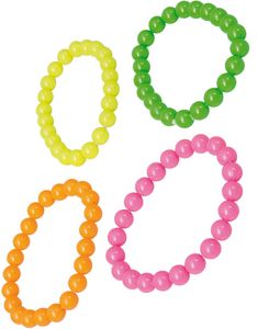 4 stk. Neon 80'er Perlearmbånd