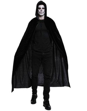 Svart Fløyel Kostymekappe med Hette til Voksen