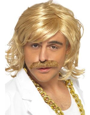 Retro Handsome - Blond Paryk og Overskæg