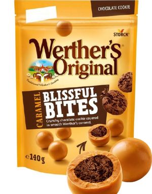 Werthers Original Chocolate Cookie Blissful Bites Crunchy - Sjokoladekjekskuler Dekket i Karamell 140 gram