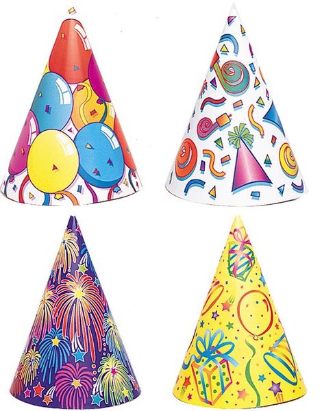 8 Stk Partyhatte med Motiver 17 cm