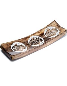 Lang Røgelsesholder i Mangotræ med Hamsa-motiver - 27,5 cm