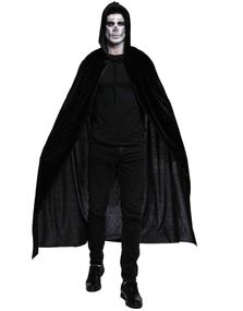 Svart Fløyel Kostymekappe med Hette til Voksen