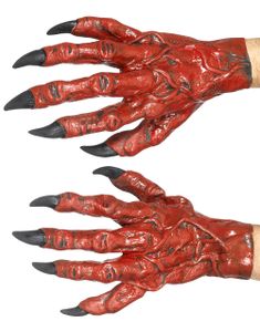 Røde Latex Djævlehandsker med Klør