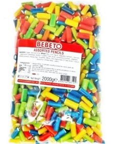 2 kg Bebeto Assorted Pencils - Korte Fylte Godteristenger i Assorterte Fruktsmaker