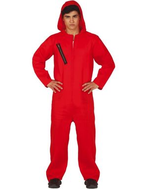 Rød Fange Jumpsuit-Kostyme til Mann