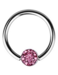 BCR Piercing with Sparkling Pink Stone