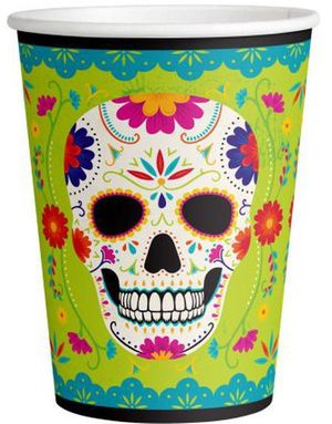 6 stk Hodeskalle Pappkrus 250 ml - Day of the Dead