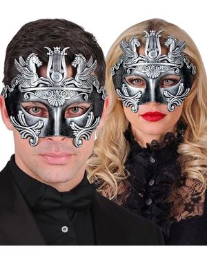 Sølvfarvet Øjenmaske Græsk/Romersk