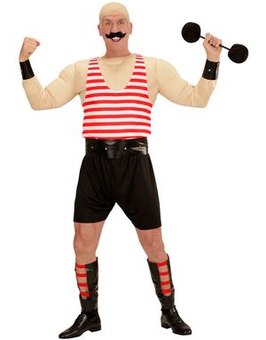 Stærk Mand Cirkus Herrekostume med Manualer