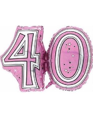40 Års Feiring - Rosa og Sølvfarget Folieballong 81 cm