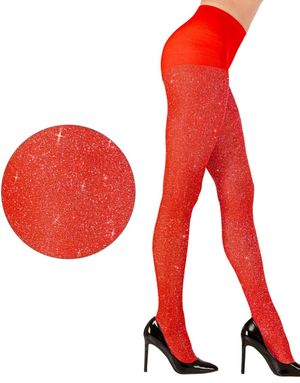 Strømpebukser med Glitter - Rød