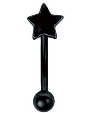 Stjerne - 1.2 x 8 mm Sort Øjenbrynspiercing