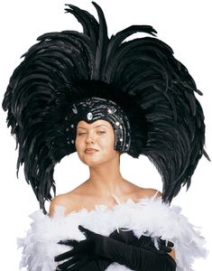 Brazilian Diva - Hovedpynt med Sorte Fjer og Pailletter