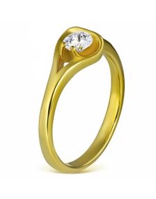 Romance - Guldfarvet Ring i Kirurgisk Stål med CZ Sten