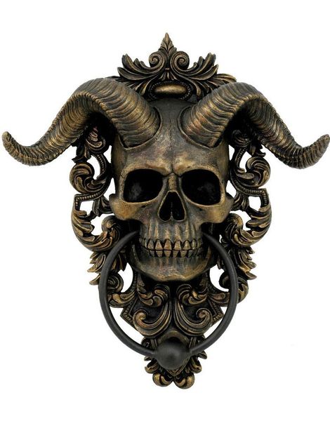Diabolus - Hodeskalle-Formet Dørbanker med Horn 23 cm