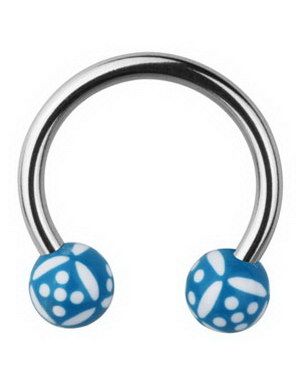 Øjenbrynspiercing Round with Dice - Blue/White - 1.2 x 10 mm