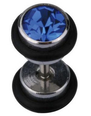 Fake Piercing med To Kugler & Blå Sten