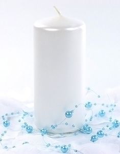 6 stk Perlehvide Bloklys 12x6 cm