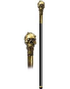 Svart Stokk i Metall med Steampunka Hodeskalle - 94 cm - Høy Kvalitet
