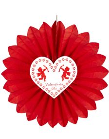 Valentines Day - Rød Papirvifte med Hjerte 61 cm
