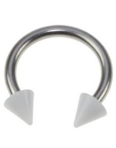 Rund Øjenbrynspiercing med Hvide Spike Kugler - 1.2 x 8 mm