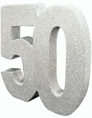 Sølvfarvet Glitrende 50 År Borddekoration 20 cm