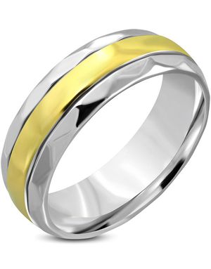 Diamond Cut - Gull- og Sølvfarvet Stålring