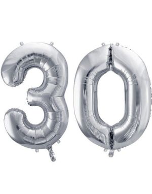30 år balloner - 35 cm sølv