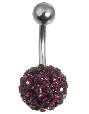 Navlepiercing med Kugle af glitrende Mørk Rosa Sten