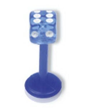 Blå Labret med Terning - 1.2 x 8 mm