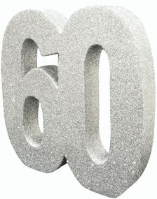 Sølvfarvet Glitrende 60 År Borddekoration 20 cm