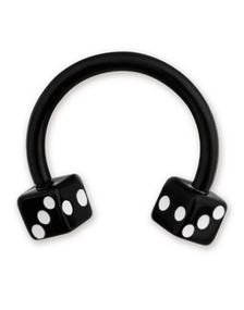 Rund Sort Øjenbrynspiercing med Terninger - 1.2 x 10 mm 