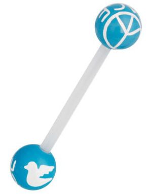 Peace Blue/White - Tungepiercing