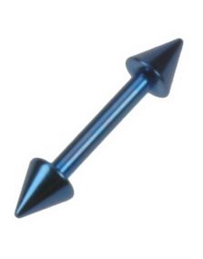 Lige Blå Øjenbrynspiercing med Spike Kugler - 1,2 x 8 mm