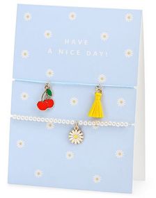 1 stk Lyseblått "HAVE A NICE DAY!" kort med Armbånd 10,5x14,8 cm