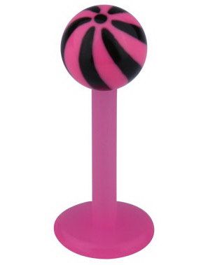 Candy Stripes Labret - Rosa/Sort - Strl 1,2x8x4mm