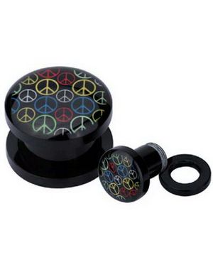 Multi Colored Peace - Sort Akryl Plug