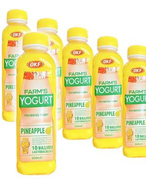 20 stk OKF Farm's Yoghurt Ananas - Drikkeyoghurt med Ananassmag - Hel Æske 20x350 ml (Korea)